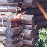 Log Repair Before | Log Home Restoration | Builder | Repair | West Coast Restoration